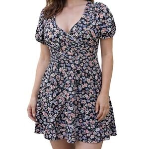 Ardene XL Floral Romantic Feminine Wrap Front Spring Puff Sleeve NWT Mini Dress